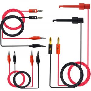 3 sets - cordons d'essai pour fiche banane de 4 mm, crochet test c&acirc;ble pour multim&egrave;tre, ligne d&rsquo;essai pour pince crocodile &agrave; deux t&ecirc;tes, kit de ligne
