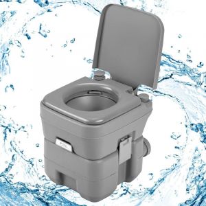 Goplus - 20L+12 l wc Chimique Camping Car, Toilette Portable, Toilette Camping, Réservoir Détachable, 42x36x43cm, Gris