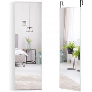 COSTWAY Miroir Mural-Miroir à Suspendre sur Porte, 120 x 37 CM, Miroir Pleine Longueur Cadre en Alliage d'Aluminium avec Crochets de Suspension