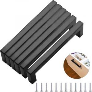 Lot de 6 Poign&eacute;e de Meuble Cuisine, Poignee Porte Cuisine Noir Entraxe 128mm Aciers Inoxydable Poign&eacute;e Placard, Poignee Meuble Cuisine, Poign&eacute;e