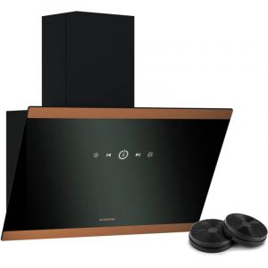Klarstein - FlashLine Hotte Aspirante - 60 cm, Écran tactile, 524 m³/h, cee a++, led, Silencieuse 34,5 dB, Noir & Cuivre, Évacuation & Recirculation