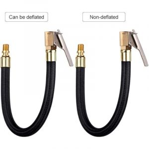 Tuyau de gonflage de pneus, valve de voiture 80 cm, tuyau en caoutchouc, mandrin de pneu avec adaptateur de rallonge &agrave; clip