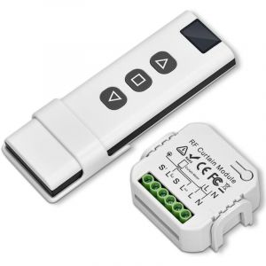 Kit de Commande de Volet Roulant Sans Fil, Interrupteur Module Volet Roulant Contr&ocirc;le de Port&eacute;e 100M, T&eacute;l&eacute;commande RF+Module R&eacute;cepteur, Telecommande