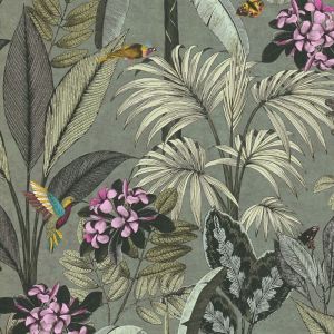 Papier peint vert avec oiseaux et fleurs Papier peint tropical Papier peint intissé et embossé Idéal pour salon