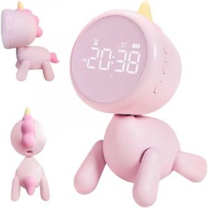 R&eacute;veil pour Enfants en Licorne, Rechargeable avec Forme Variable, R&eacute;veil Matin Num&eacute;rique Miroir, Jolie d&eacute;coration de Bureau pour Gar&ccedil;ons et Filles