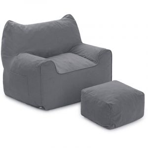 Pouf adulte avec repose-pieds, accoudoirs et garnissage - Grand pouf en forme de chat, pouf d'extérieur confortable, fauteuil de sol idéal pour le