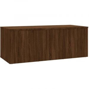 Helloshop26 - Meuble tv multimédia étagère télévision buffet téléviseur salle à manger salon chambre chêne 80 x 34 x 30 cm bois d'ingénierie brun