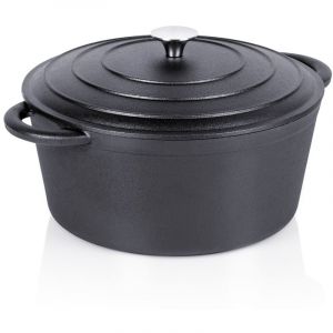 Marmite en fonte avec couvercle, chaudron, rôtissoire, rôtissoire ronde, 28 cm, 5,9 L
