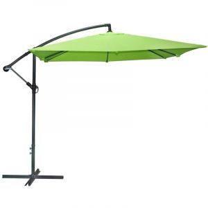Parasol déporté carré vert pomme 250x250x250 cm – Toile polyester 180 g/m² déperlante
