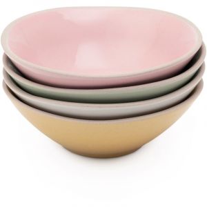Jamie oliver big love little bowls, set de 4 bols &agrave; tapas en gr&egrave;s rose, blanc, green et jaune, 13,5cm.