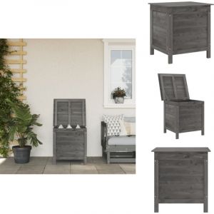 Boîte de rangement de jardin anthracite bois massif de sapin - Boîte De Rangement Jardin - Coffre De Jardin - Rangement Extérieur - Rangement Bois