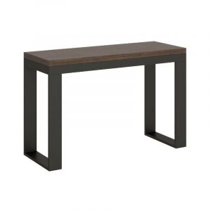 Console extensible double plateau bois fonc&eacute; 120-200cm Noceta-Largeur 120 cm