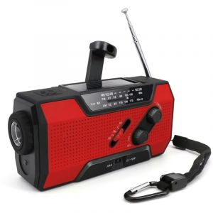 Radio Solaire Portable Radio d'urgence Météo 2500mAh Radio à Manivelle avec AM FM Radio Dynamo Charge de Téléphone avec Lampe LED Alarme SOS Câble
