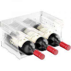 2 Pi&egrave;ces Range Porte Bouteille Vertical Vin Frigo, Casier Empilable Bouteille Polystyrene, Peut Contenir Jusqu'&agrave; 6 Bouteilles, Adapt&eacute; aux Armoires,