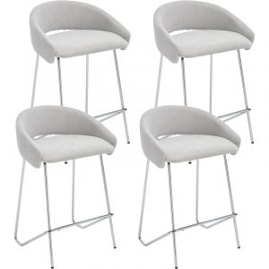 Wahson Tabouret de Bar Lot de 4 en Chenille, Tabouret Haut Cuisine avec Repose-Pied en M&eacute;tal Chaise Bar 65cm Chaise pour Ilot Central Cuisine, Gris