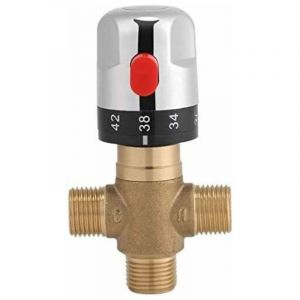 Robinet Mitigeur Thermostatique en Laiton 15mm Robinet température Fixe pour lavabo Cuisine Salle de Bain G1/2 35-45 ℃