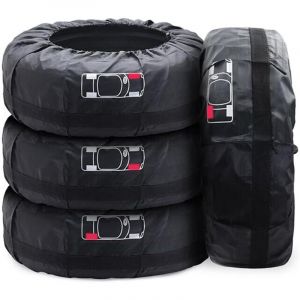Housse de protection de roue de secours noire, lot de 4, imperm&eacute;able, pour roue de secours (diam&egrave;tre 65 x 37 cm)