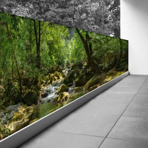 Lumaléa - Brise vue Trompe l'oeil - 100x325 cm - Rivière - Recto Imprimé / Verso BlancBâche Pleine - 100% d'occultation