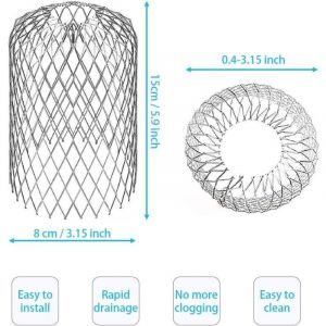 4 Filtres de Goutti&egrave;re en Aluminium Flexible Diam&egrave;tre 8cm Grille Grillage Stop Feuille Crapaudine Cr&eacute;pine Pare Feuille Cache Goutti&egrave;re pour Prot&eacute;ger