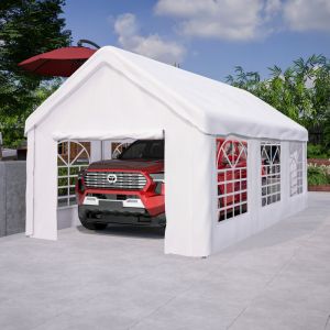 Abri-voiture/garage 3x6m - Porte enroulable r&eacute;sistante hiver, parois/toit amovibles - Pour voitures, SUV, camions