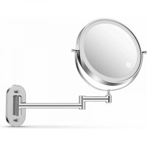 Lucky-88 - Miroir de courtoisie mural de 8 pouces avec 3 modes de couleur, miroir led grossissant 5x, niveau de miroir de salle de bain led