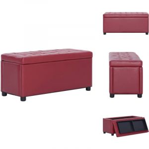 Pouf de rangement 87,5 cm Rouge bordeaux Similicuir - Pouf De Rangement - Pouf Coffre - Banc Avec Rangement - Meuble De Salon - D&eacute;coration Int&eacute;rieure