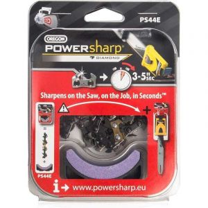 Chaîne tronçonneuse PowerSharp Oregon PS44E + Pierre d'affûtage