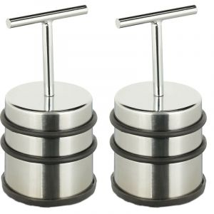 Butoir de porte &agrave; poign&eacute;e, lot de 2, porte & fen&ecirc;tre, haute, ronde, int&eacute;rieur, caoutchouc, acier inoxydable, &empty;7, argent&eacute;