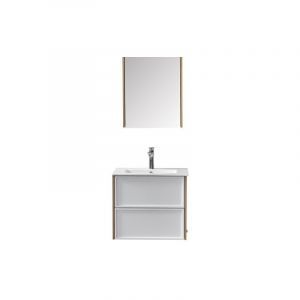 Ensemble de salle de bain blanc et bois 60 cm