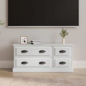 Maison Chic - Meuble TV-Banc TV-Meuble Télé blanc brillant 100x35,5x45 cm bois d'ingénierie 785421