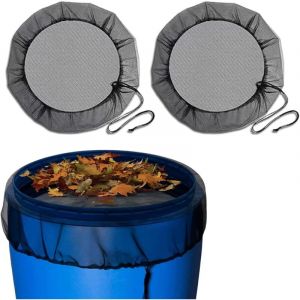 Lot de 2 filets de citerne d'eau de pluie r&eacute;glables avec cordon de serrage, couverture en filet pour citerne de pluie, protection contre les