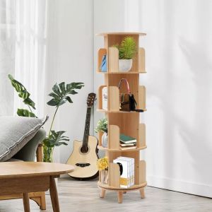 Biblioth&egrave;que &agrave; 4 niveaux &Eacute;tag&egrave;re de rangement &Eacute;tag&egrave;re sur pied &Eacute;tag&egrave;re de bureau pivotante &agrave; 360