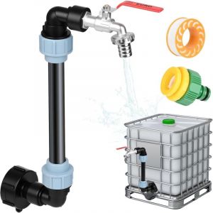 Robinet Cuve 1000L Plastique Fileté 3/4", Robinet pour Cuve De 1000 litres en Laiton pour Récupérateur d'eau De Pluie, Adaptateur Cuve 1000L Pratique