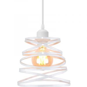 Lustre Plafonnier de Design &agrave; Spirale en Cascade M&eacute;tal Vintage &Eacute;clairage E27 R&eacute;tro Lampe Suspension (20cm, Blanc)