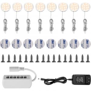 Lampe Sous Meuble led Eclairage Sous Placard Vitrine Spot Encastrable 16W pour Placard Meuble Cabinet Cuisine Blanc Chaud 3000K (Lot de 8) [Classe