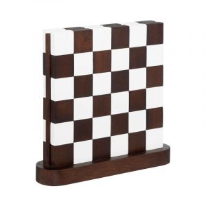 Atmosphera - Damier D&eacute;co en Bois 'Twisted Lime' 28cm Marron