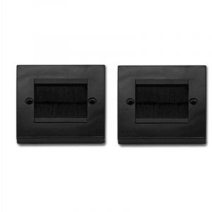 Plaque Murale 1 Prise Avec Brosse De Chasse D'Eau Et Range C&acirc;ble Noir