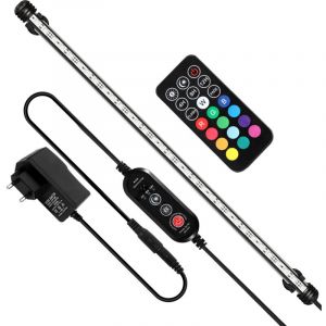 Randaco 63cm LED &Eacute;clairage Aquarium Lampe Tube &Eacute;tanche Lighting Plong&eacute;e A Economie D'energie Fish Tank D&eacute;coration avec T&eacute;l&eacute;commande,RGB, pas de bruit