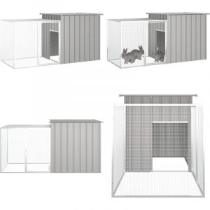 Clapier Gris 200x91x100 cm Acier galvanis&eacute; - Cage &agrave; Lapins - Clapier Lapin - Abri Lapin - Accessoires Lapin - Animal Domestique - Home & Living
