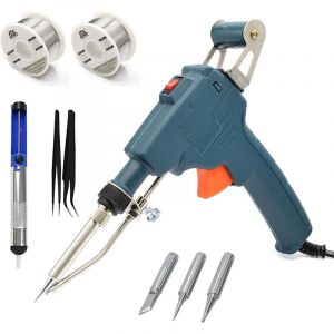 60WFer &agrave; Souder Kit de Soudage Electrique, Pistolet &agrave; Souder Outil de Soudage &agrave; Une Main Fil &agrave; Souder et Pompe &agrave; Dessouder pour L'&eacute;lectronique et Les