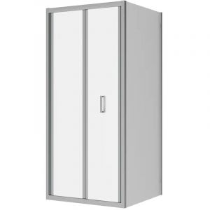 Cabine de douche 90x80 cm Cabine de douche angulaire Ouverture livre avec paroi fixe Profil&eacute;s aluminium Chrome Verre opaque 6mm h190 - R&eacute;versible