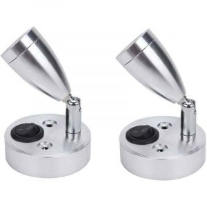 2 pi&egrave;ces 12V LED Spot Lampe de Lecture Murale de Chevet Interrupteur r&eacute;glable Camping-Car Caravane Van Caravane lumi&egrave;re int&eacute;rieure pour Bateau