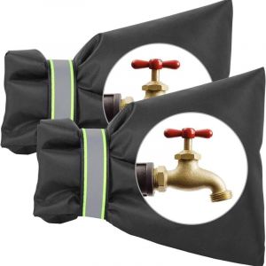 2 Pi&egrave;ces Housse de Robinet pour L'ext&eacute;rieur, Couvercle Antigel pour Robinet avec Bande R&eacute;fl&eacute;chissante, Housse de Robinet de Jardin Imperm&eacute;able pour