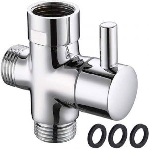 Vanne de d&eacute;rivation &agrave; 3 voies pour douche 20 mm G 1/2" Robinet &agrave; soupape Inverseur Vanne de d&eacute;rivation Laiton Adaptateur de douche Chrome poli