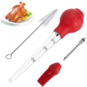 Seringue &agrave; sauce pour la cuisson, outil haut de gamme pour la cuisson &agrave; la maison et la r&ocirc;tissoire &agrave; dinde, comprend une poire en silicone amovible,