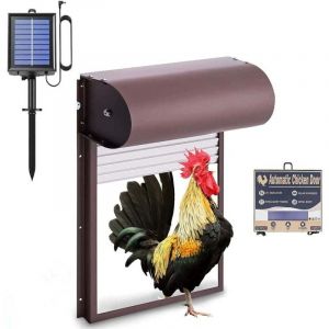 Automatic Chicken Coop Door Solar Powered Metal Rolling Curtain Chicken Coop Door with Timer for Chicken Duck Poultry Chicken Door Opener