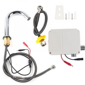 Robinet D'&eacute;vier de Salle de Bain sans, Robinet D'eau &agrave; Capteur D'induction Automatique &agrave; Filetage G1/2 Pouces, Robinet Froid Simple Infrarouge avec