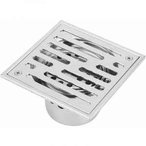 Silver -Caniveau de douche en acier inoxydable 150x150mm, siphon de sol de salle de bain de grand diam&egrave;tre, siphon de sol, siphon de sol, cuisine,