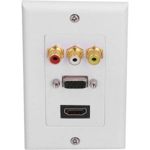 HDMI avec Prise 3RCA Composite Combo Plaque Murale Home TV Prise AV Audio Vid&eacute;o Plaque Murale Face Cover Plaque Panneau (1 Hdmi + 3 RCA + 1