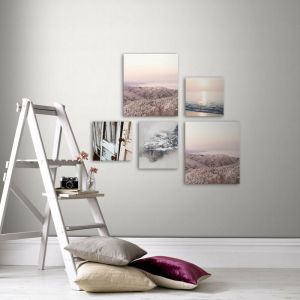 Art For The Home - Set de 5 toiles imprim&eacute;es Zen 80 x 60cm Rose, Marron